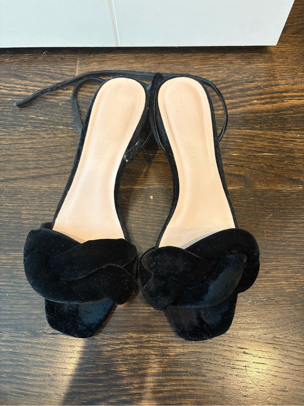 Loeffler Randall Black Knotted Velvet Ankle-Tie Heels